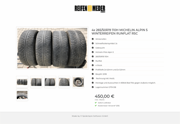 4x 265/50R19 110H MICHELIN ALPIN 5 WINTERREIFEN RUNFLAT RSC #1354 – Bild 7