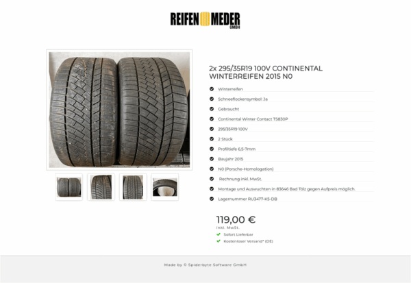 2x 295/35R19 100V CONTINENTAL WINTERREIFEN 2015 N0 #9738 – Bild 5