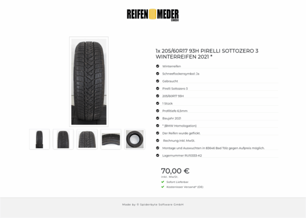 1x 205/60R17 93H PIRELLI SOTTOZERO 3 WINTERREIFEN 2021 * #1PFM – Bild 6
