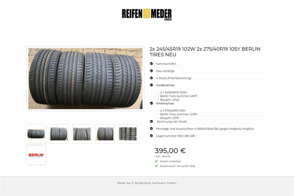 2x 245/45R19 102W 2x 275/40R19 105Y BERLIN TIRES NEU #150S – Bild 7