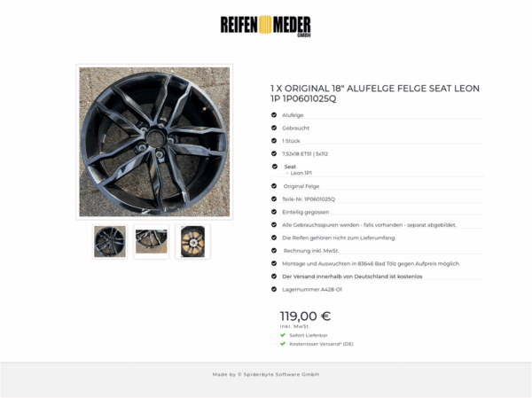 1 X ORIGINAL 18" ALUFELGE FELGE SEAT LEON 1P 1P0601025Q  #1VMY – Bild 4