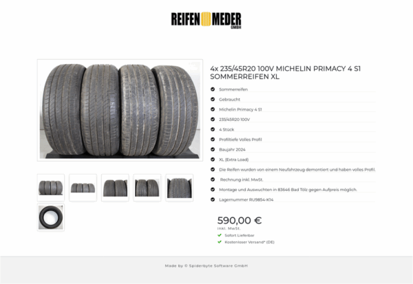 4x 235/45R20 100V MICHELIN PRIMACY 4 S1 SOMMERREIFEN XL #1OEF – Bild 7