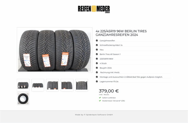 4x 225/45R19 96W BERLIN TIRES GANZJAHRESREIFEN 2024 #1N6N – Bild 7