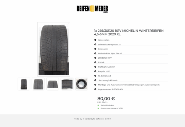 1x 295/30R20 101V MICHELIN WINTERREIFEN 4,5-5MM 2020 XL #1W8N – Bild 6