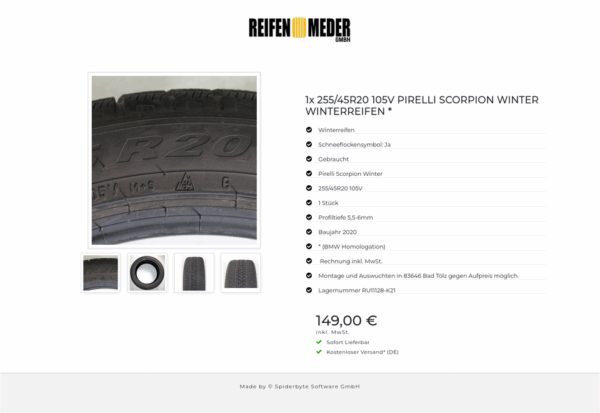 1x 255/45R20 105V PIRELLI SCORPION WINTER WINTERREIFEN * #1UJW – Bild 4
