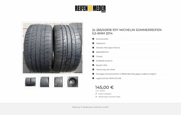 2x 265/40R18 101Y MICHELIN SOMMERREIFEN 5,5-6MM 2014 #2578 – Bild 5