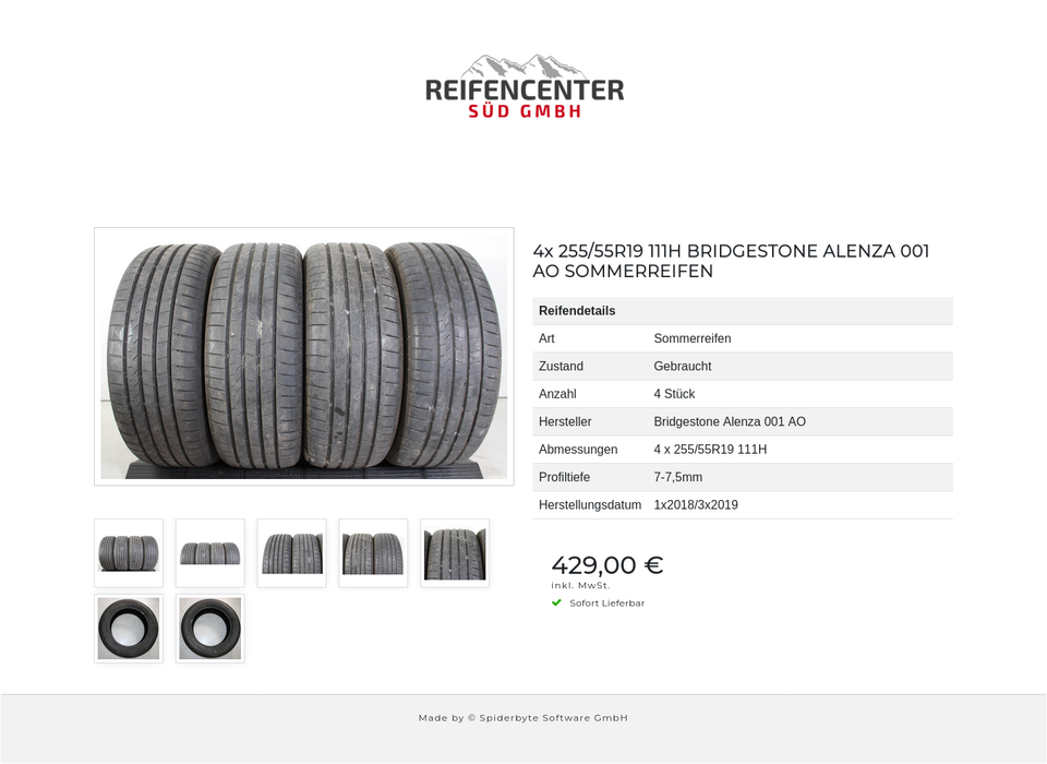 4x 255/55R19 111H BRIDGESTONE ALENZA 001 AO SOMMERREIFEN #1TFC – Bild 8