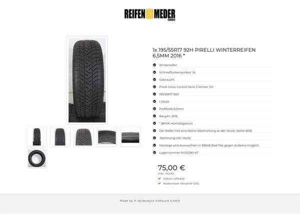 1x 195/55R17 92H PIRELLI WINTERREIFEN 6,5MM 2016 * #1PBU – Bild 7