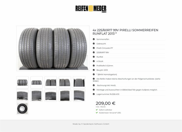 4x 225/60R17 99V PIRELLI SOMMERREIFEN RUNFLAT 2013 * #1MGG – Bild 12