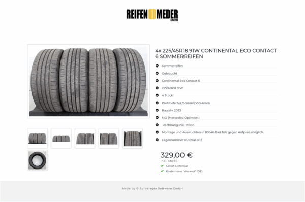 4x 225/45R18 91W CONTINENTAL ECO CONTACT 6 SOMMERREIFEN #1TIJ – Bild 7