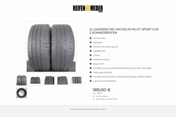 2x 245/35R20 95Y MICHELIN PILOT SPORT CUP 2 SOMMERREIFEN #1QMP – Bild 7
