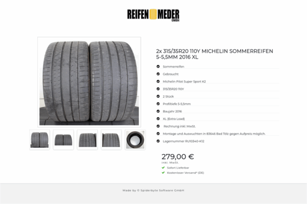2x 315/35R20 110Y MICHELIN SOMMERREIFEN 5-5,5MM 2016 XL #1PGI – Bild 6