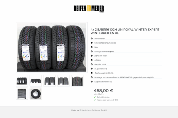 4x 215/65R16 102H UNIROYAL WINTER EXPERT WINTERREIFEN XL #1QVJ – Bild 8