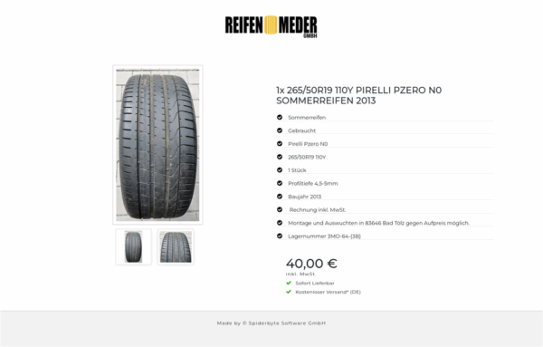 1x 265/50R19 110Y PIRELLI PZERO N0 SOMMERREIFEN 2013 #5883 – Bild 3