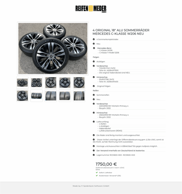 4 ORIGINAL 18" ALU SOMMERRÄDER MERCEDES C-KLASSE W206 NEU #1MVC – Bild 11