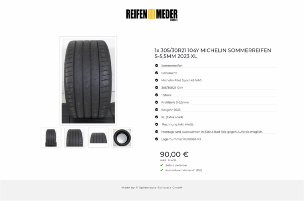 1x 305/30R21 104Y MICHELIN SOMMERREIFEN 5-5,5MM 2023 XL #1OOS – Bild 5