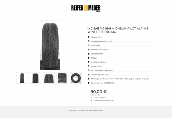 1x 215/65R17 99H MICHELIN PILOT ALPIN 5 WINTERREIFEN MO #1RYV – Bild 6