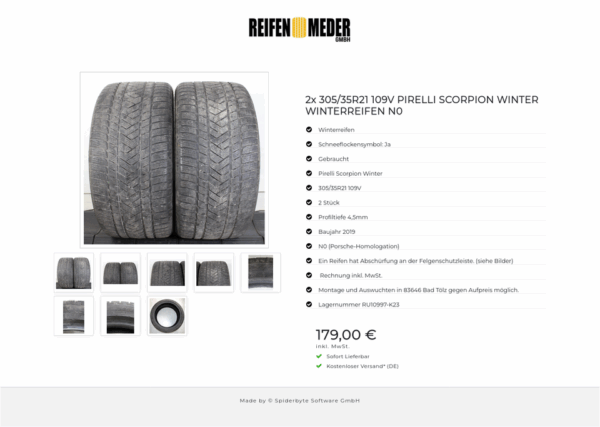 2x 305/35R21 109V PIRELLI SCORPION WINTER WINTERREIFEN N0 #1TQQ – Bild 9