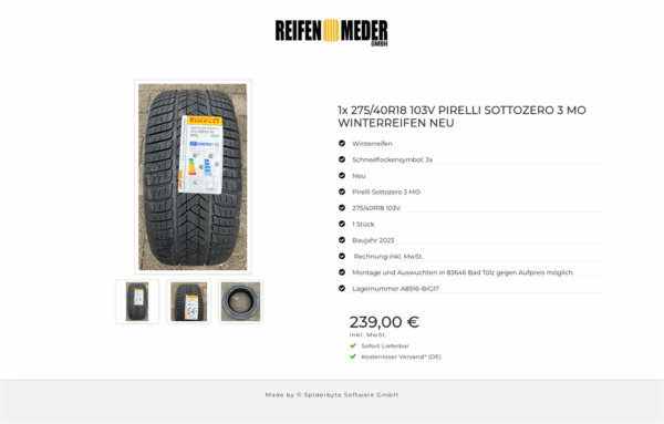 1x 275/40R18 103V PIRELLI SOTTOZERO 3 MO WINTERREIFEN NEU #1Q7L – Bild 4
