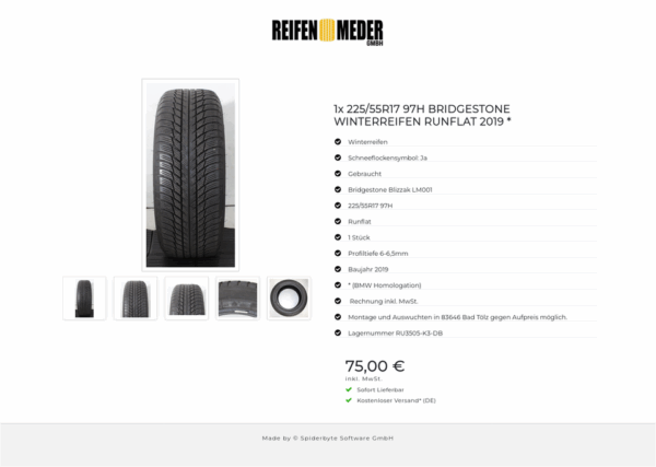 1x 225/55R17 97H BRIDGESTONE WINTERREIFEN RUNFLAT 2019 * #9844 – Bild 6