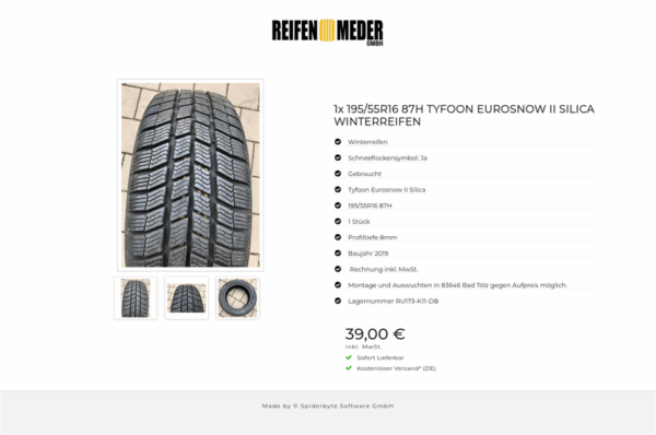 1x 195/55R16 87H TYFOON EUROSNOW II SILICA WINTERREIFEN #1559 – Bild 4