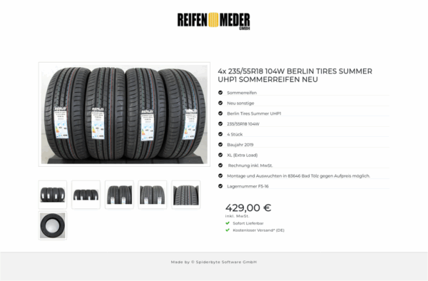 4x 235/55R18 104W BERLIN TIRES SUMMER UHP1 SOMMERREIFEN NEU #1M2H – Bild 7