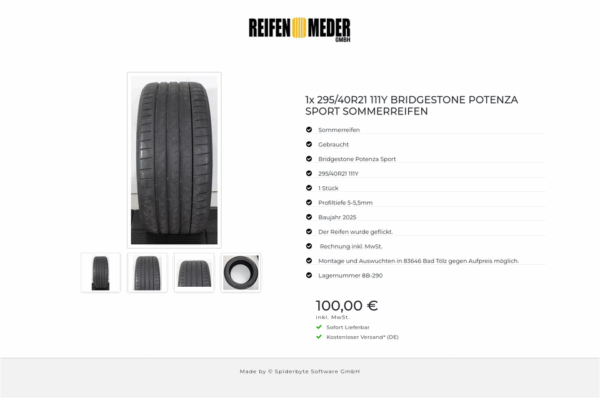 1x 295/40R21 111Y BRIDGESTONE POTENZA SPORT SOMMERREIFEN #1X4Q – Bild 5
