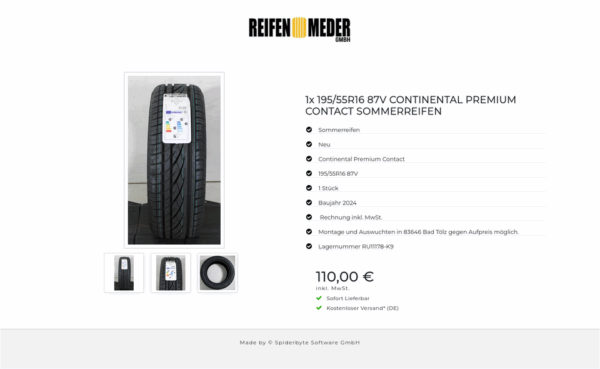 1x 195/55R16 87V CONTINENTAL PREMIUM CONTACT SOMMERREIFEN  #1USM – Bild 4