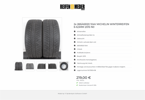 2x 265/45R20 104V MICHELIN WINTERREIFEN 6-6,5MM 2015 N0 #1BQA – Bild 6