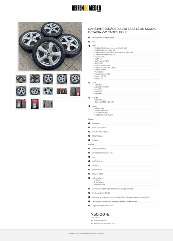 GANZJAHRESRÄDER AUDI SEAT LEON SKODA OCTAVIA VW CADDY GOLF #1M3M – Bild 14