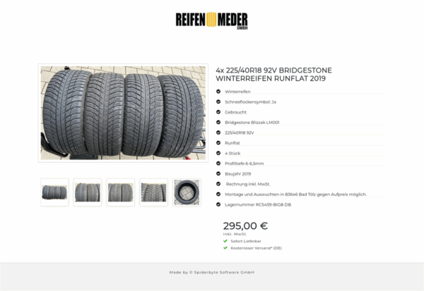 4x 225/40R18 92V BRIDGESTONE WINTERREIFEN RUNFLAT 2019 #13AH – Bild 6
