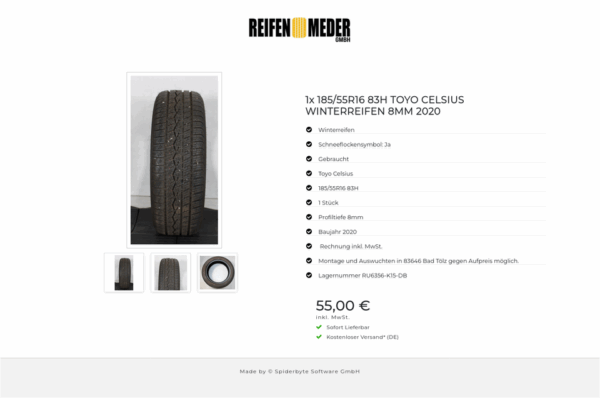 1x 185/55R16 83H TOYO CELSIUS WINTERREIFEN 8MM 2020 #199E – Bild 4