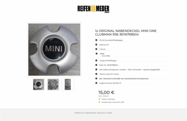 1x ORIGINAL NABENDECKEL MINI ONE CLUBMAN R56 36116768504  #1MLZ – Bild 4