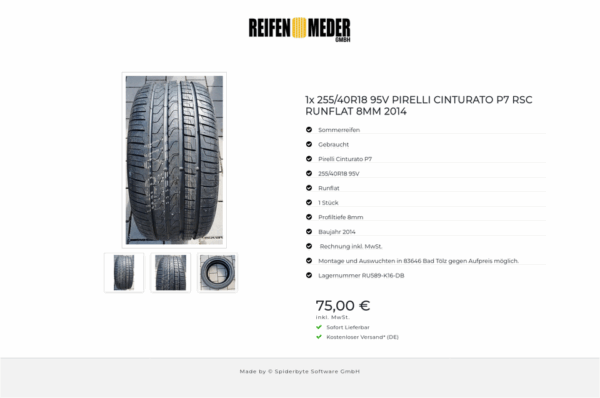 1x 255/40R18 95V PIRELLI CINTURATO P7 RSC RUNFLAT 8MM 2014 #2435 – Bild 4