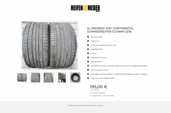2x 295/35R21 103Y CONTINENTAL SOMMERREIFEN 5,5-6MM 2018 #3143 – Bild 6