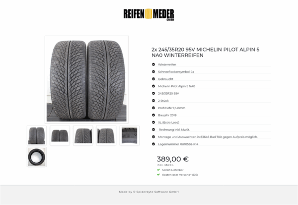 2x 245/35R20 95V MICHELIN PILOT ALPIN 5 NA0 WINTERREIFEN #1QPA – Bild 7