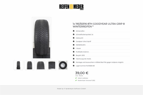 1x 195/55R16 87H GOODYEAR ULTRA GRIP 8 WINTERREIFEN * #1TGE – Bild 6