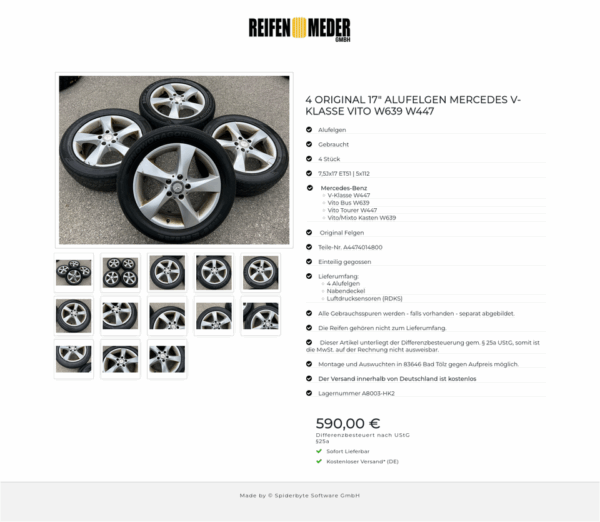 4 ORIGINAL 17" ALUFELGEN MERCEDES V-KLASSE VITO W639 W447 #1HIP – Bild 14