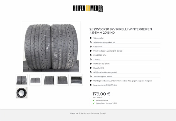 2x 295/30R20 97V PIRELLI WINTERREIFEN 4,5-5MM 2016 N0 #1QPG – Bild 7