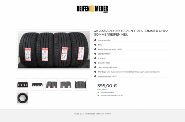 4x 255/35R19 96Y BERLIN TIRES SUMMER UHP2 SOMMERREIFEN NEU #1VQS – Bild 7