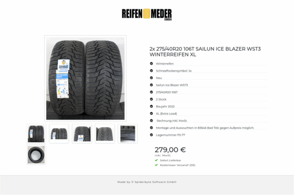 2x 275/40R20 106T SAILUN ICE BLAZER WST3 WINTERREIFEN XL #1QVO – Bild 7