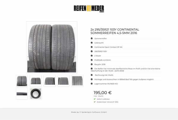 2x 295/35R21 103Y CONTINENTAL SOMMERREIFEN 4,5-5MM 2016 #1XKB – Bild 8