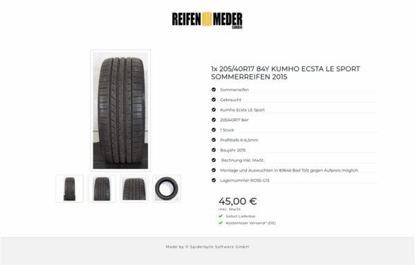1x 205/40R17 84Y KUMHO ECSTA LE SPORT SOMMERREIFEN 2015 #1UMK – Bild 5