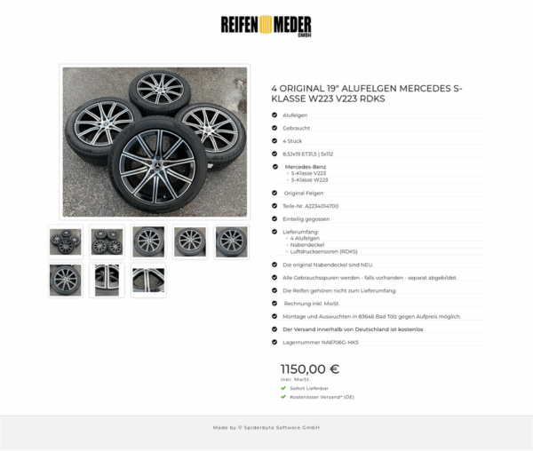 4 ORIGINAL 19" ALUFELGEN MERCEDES S-KLASSE W223 V223 RDKS #1C5A – Bild 9