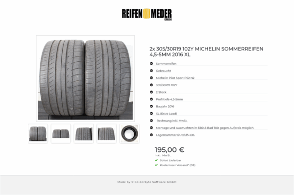 2x 305/30R19 102Y MICHELIN SOMMERREIFEN 4,5-5MM 2016 XL #1XKD – Bild 6