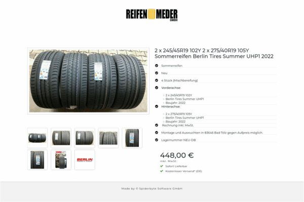 2x 245/45R19 102W 2x 275/40R19 105Y BERLIN TIRES SOMMER NEU #126H – Bild 9