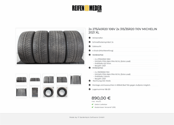 2x 275/40R20 106V 2x 315/35R20 110V MICHELIN 2021 XL #1WAH – Bild 10
