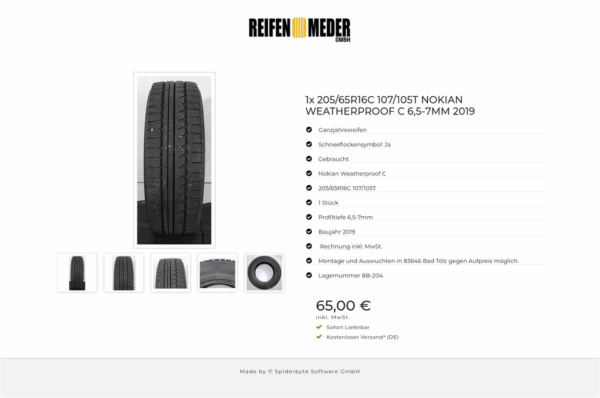 1x 205/65R16C 107/105T NOKIAN WEATHERPROOF C 6,5-7MM 2019 #1Q4P – Bild 6