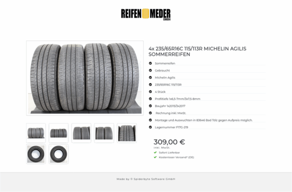 4x 235/65R16C 115/113R MICHELIN AGILIS SOMMERREIFEN #1HOD – Bild 8