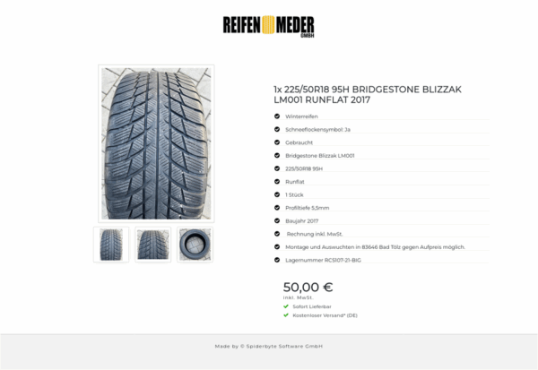 1x 225/50R18 95H BRIDGESTONE BLIZZAK LM001 RUNFLAT 2017 #3935 – Bild 4